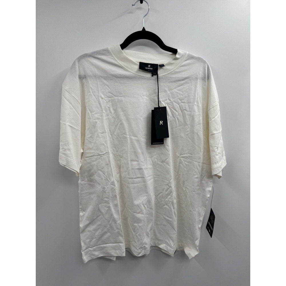 NWT Represent Initial Oversized T-Shirt Men Large Flat White Crew Neck Pullover